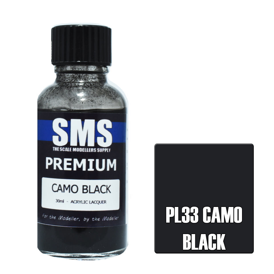 AIR BRUSH PAINT 30ML PREMIUM CAMO BLACK ACRYLIC LACQUER SCALE MODELLERS SUPPLY