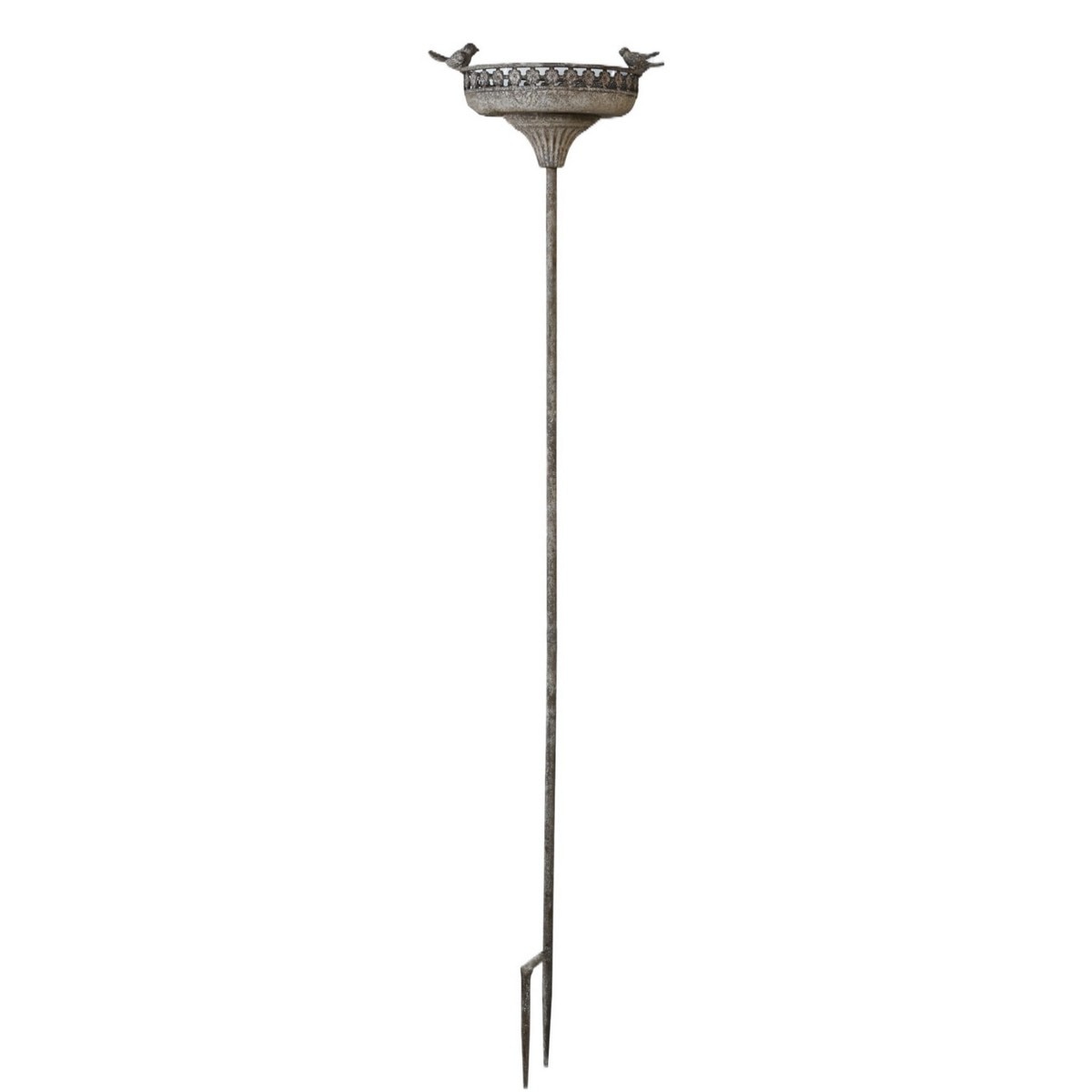 ANTIQUE METAL BIRD FEEDER GARDEN STAKE - 210x270x1250