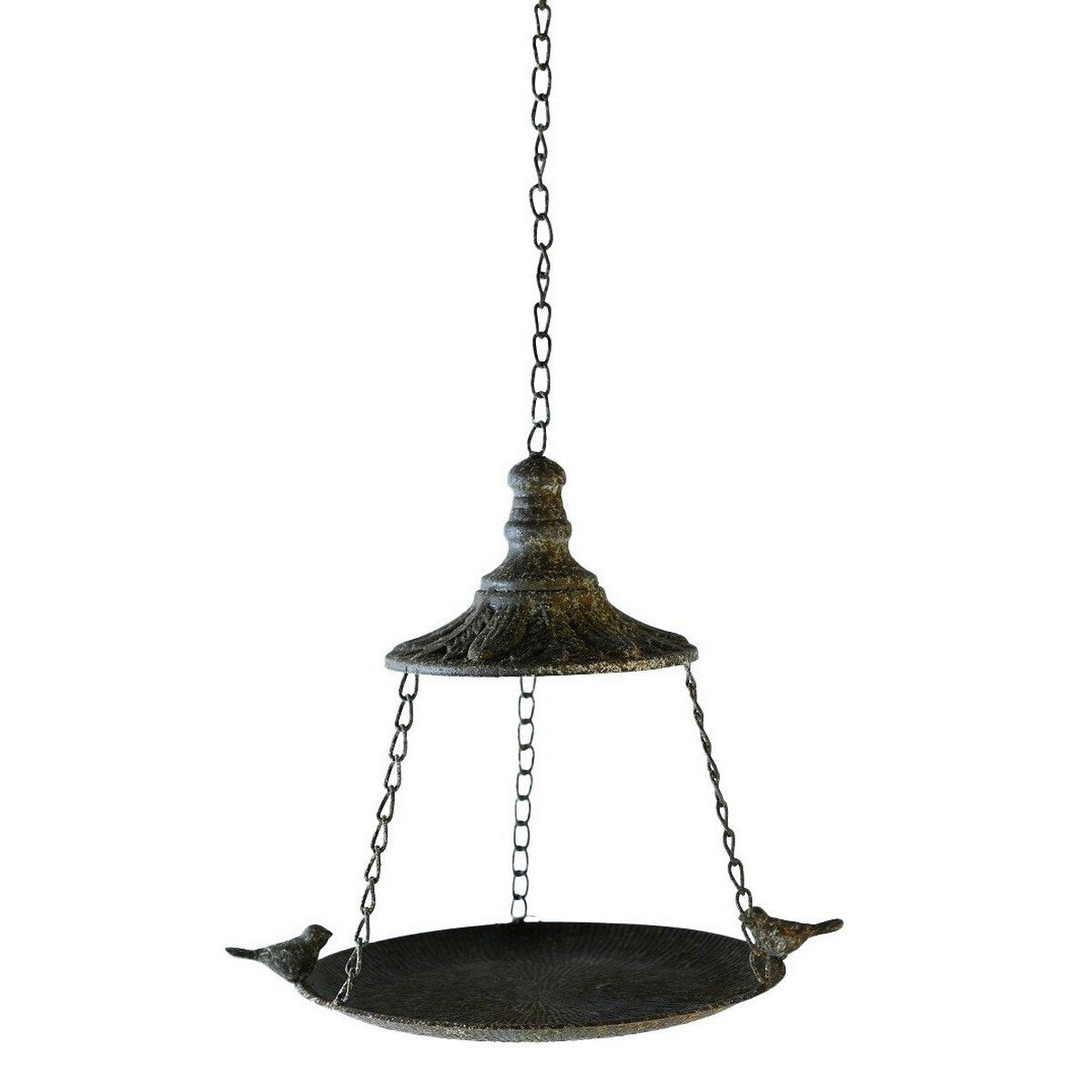 ANTIQUE METAL HANGING BIRD FEEDER