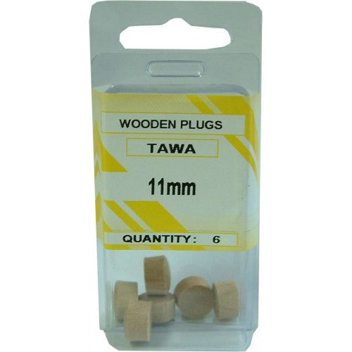 Wooden Plug Buttons Tawa 11mm 6/Pack