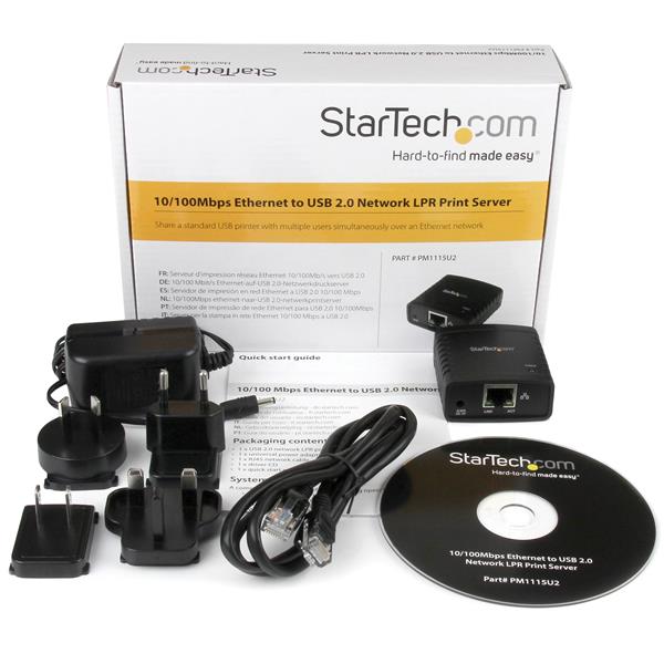 10/100Mbps Ethernet to USB 2.0 Network LPR Print Server