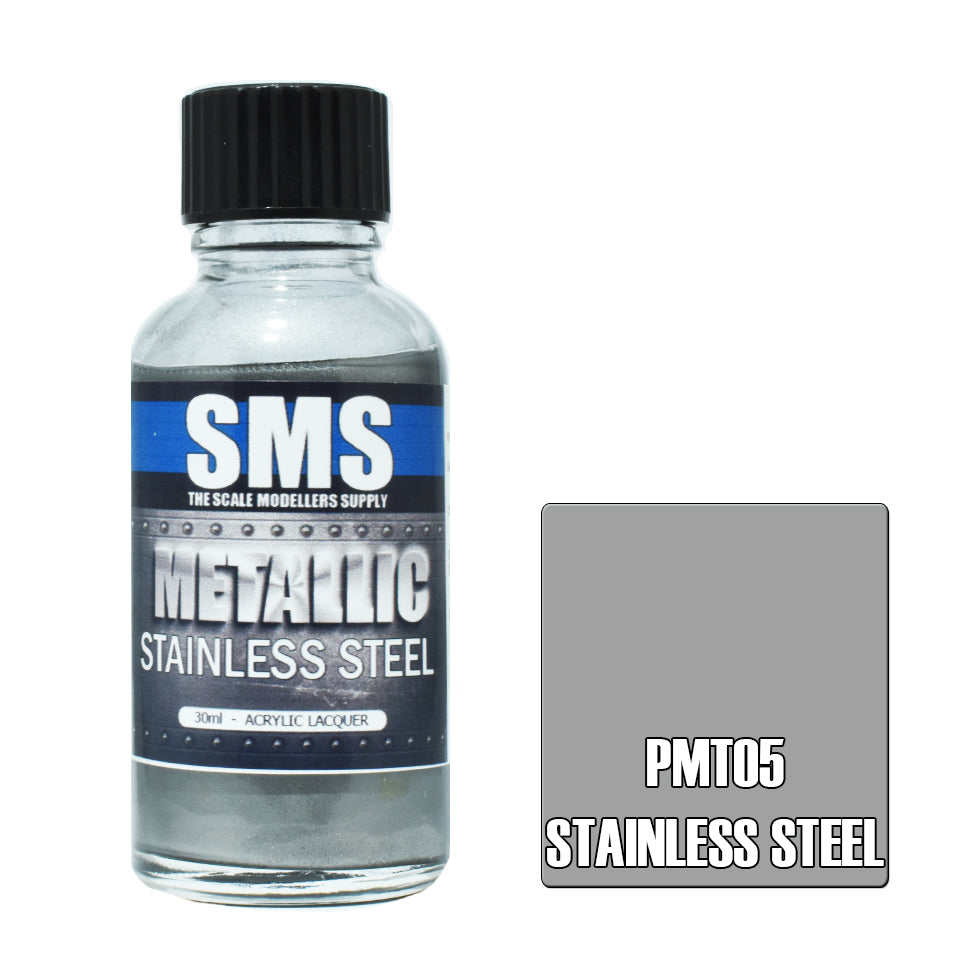 AIRBRUSH PAINT 30ML METALLIC STAINLESS STEEL ACRYLIC LACQUER