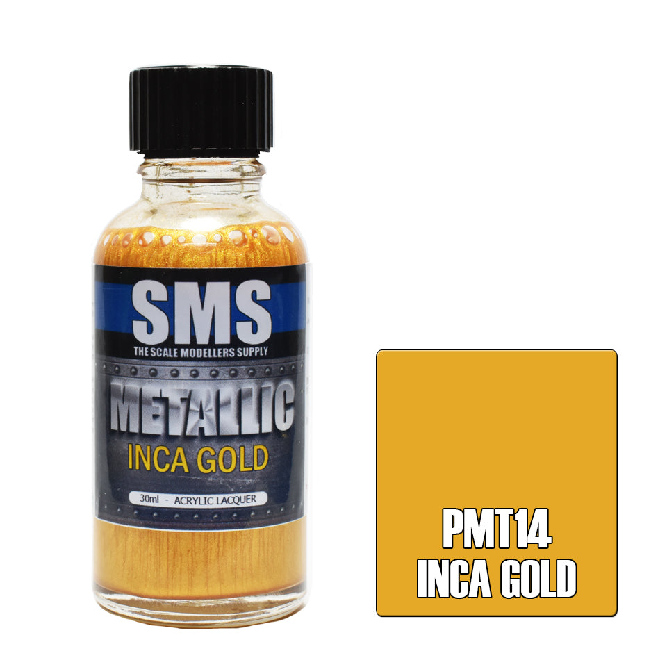 AIR BRUSH PAINT 30ML METALLIC INCA GOLD ACRYLIC LACQUER