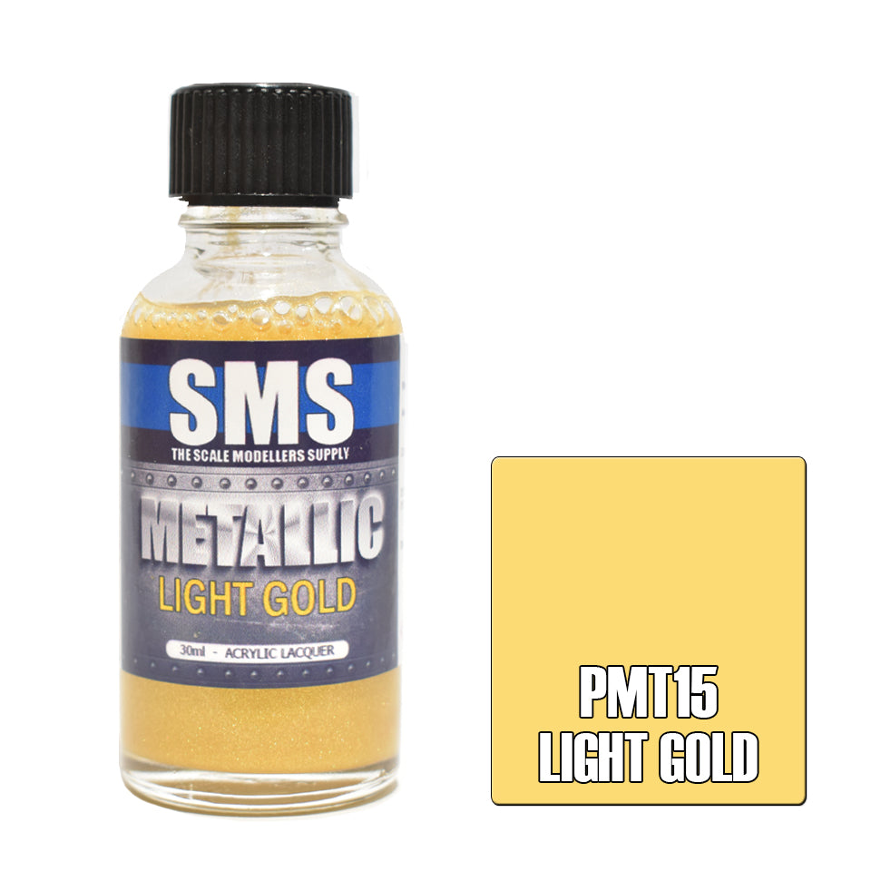 AIR BRUSH PAINT 30ML METALLIC LIGHT GOLD ACRYLIC LACQUER SCALE MODELLERS SUPPLY