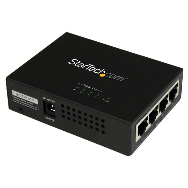4-Port Gigabit Midspan - PoE+ Injector - 802.3at/af