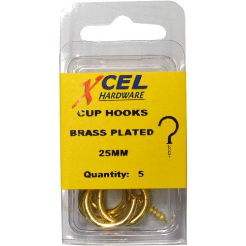 CUP HOOK - Round B.P 25mm (5 Per Pack)