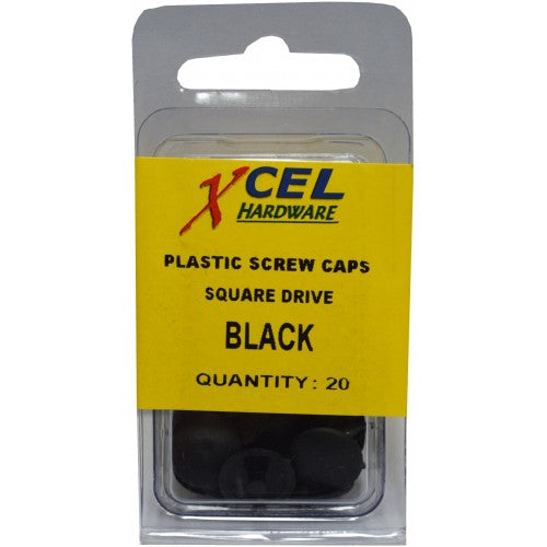 Plastic Screw Caps - Square Drive Black (20)