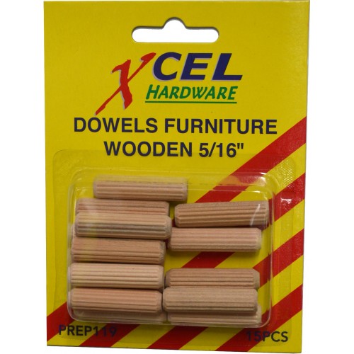 Dowels Furniture Wooden 5/16" 8mm 15 Per Card