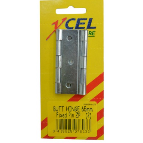 Hinges Butt 65mm Fixed Pin Zp (2)