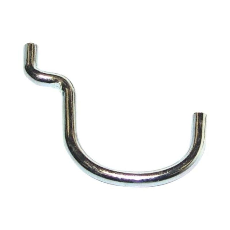 Curved pegboard hooks, 25mm, set of 6, designed for secure storage and organization of tools and craft materials.