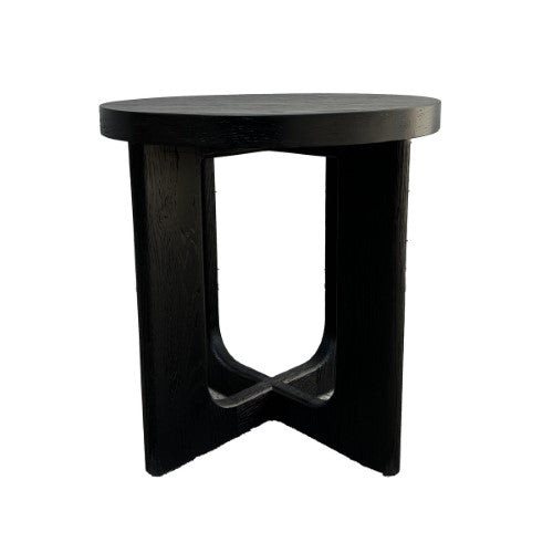 Round Side Table - Carlton Weathered Black Oak (Size (46 X 46 X 48cm)