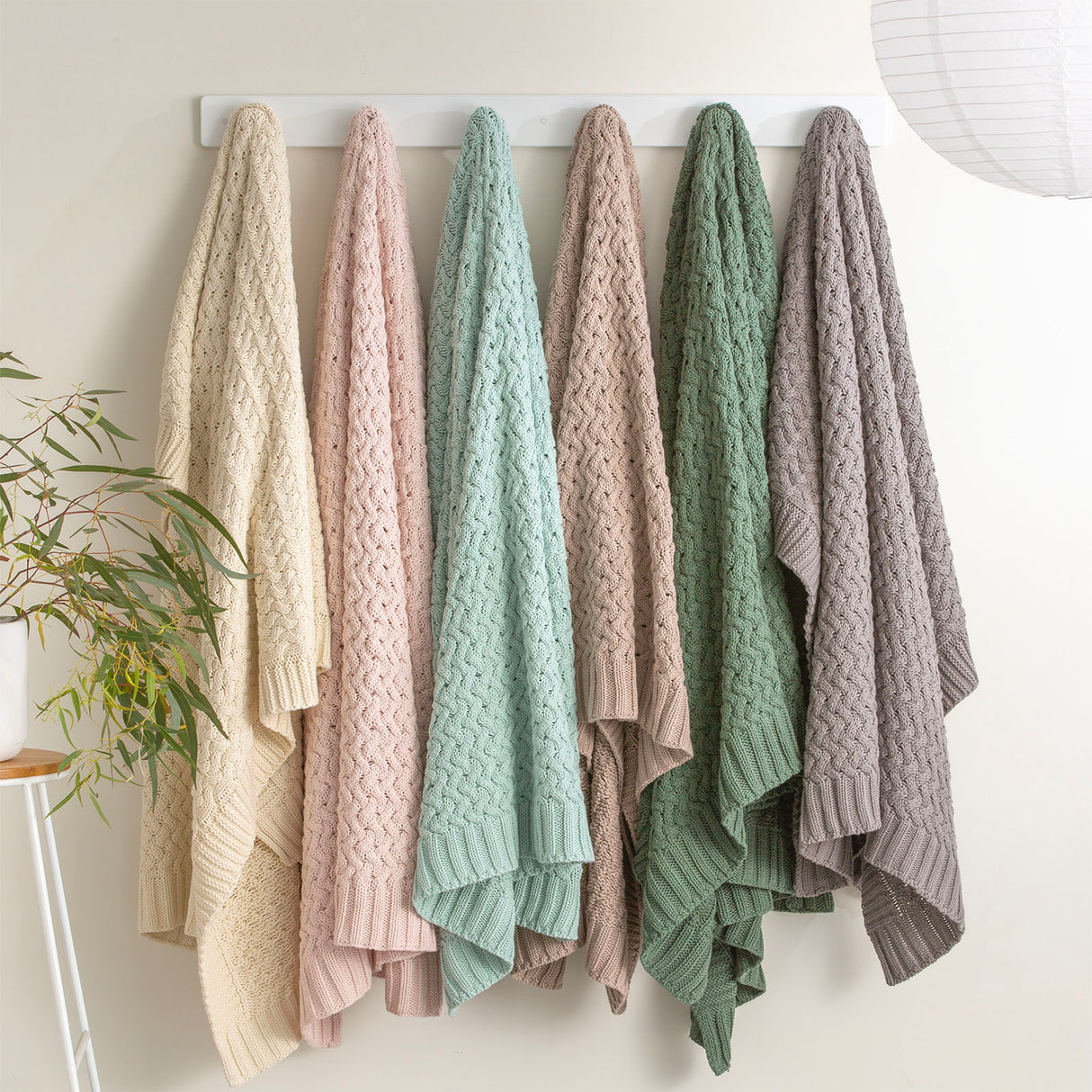 Renee Taylor Lenni 100% Cotton Knitted Throw 130 x 170cms Camel