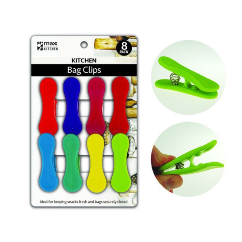Colourful Bag Clips - MC 8's (12 Packs)