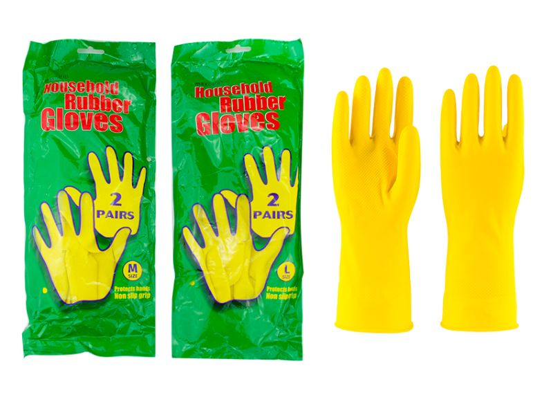 Household Rubber Gloves - MC Yellow 2pk (12 Packs)