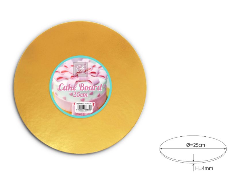 Cake Board - Round Gold 25cm (24 Units)