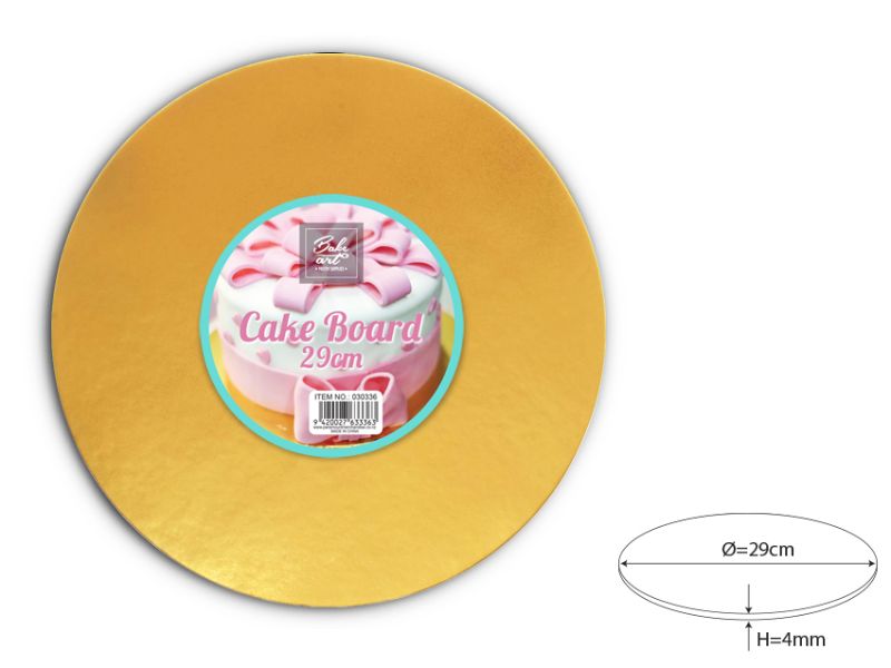 Cake Board - Round Gold 29cm (24 Units)