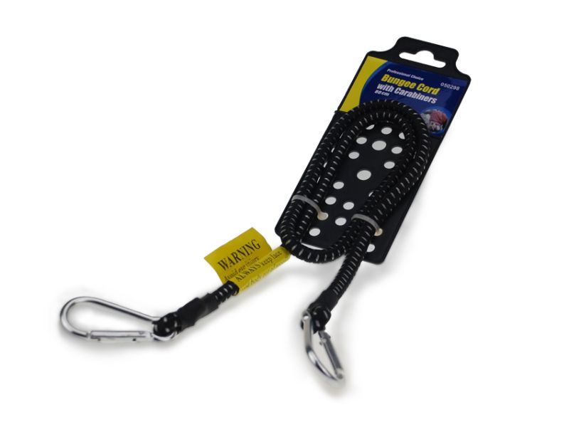 Bungee Cord with Carabiners - Black 80cm (Set of 24)
