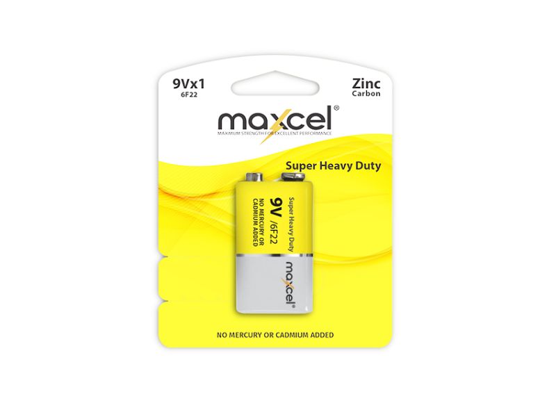 9V Battery - Maxcel Super Heavy Duty Zinc Carbon (12 Packs)