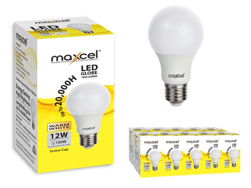 LED Globe - Maxcel 12W 1080LM Warm White E27 (Set of 10)