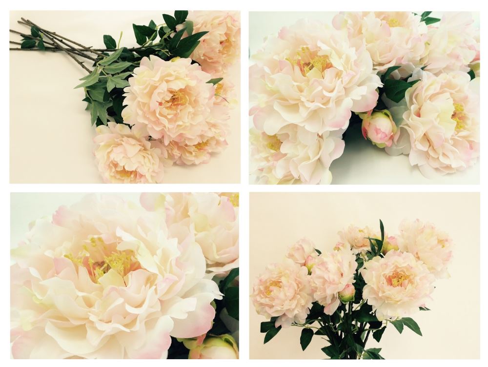 Peony Flower With Bud - Silk x 6 Stems - Pink