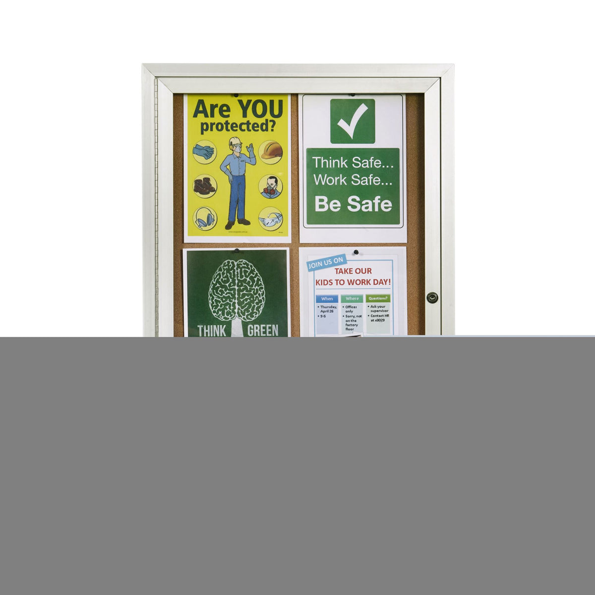 Quartet 1 Door Aluminium Frame Cork Board 900x600mm