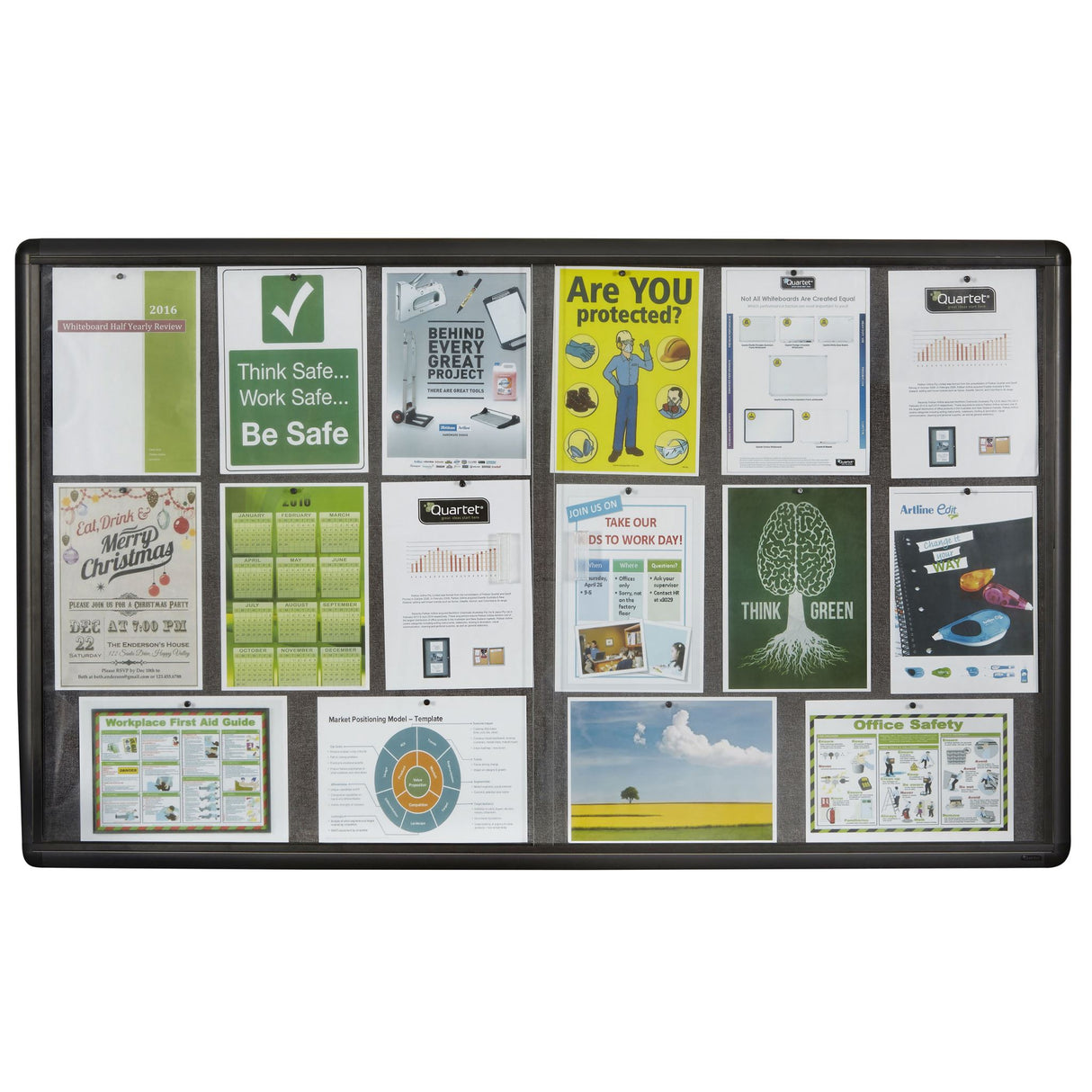 Quartet Penrite Glass Fabric Noticeboard 1500x900mm