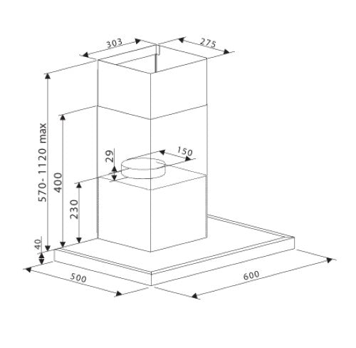 PARMCO - RANGEHOOD BOX - 600MM BLACK 1000M3H