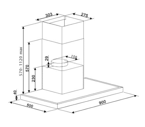 PARMCO - RANGEHOOD BOX - 900MM BLACK 1000M3H