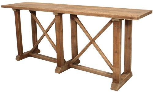 Console Table - Double X - Reclaimed Oak Top / Old Pine