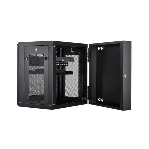 12U Wall-Mount Server Rack Cabinet - Hinged Enclosure - Up to 16 in. Deep