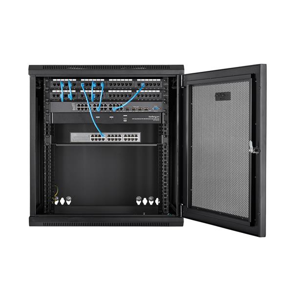 12U Wall-Mount Server Rack Cabinet - Hinged Enclosure - Up to 16 in. Deep