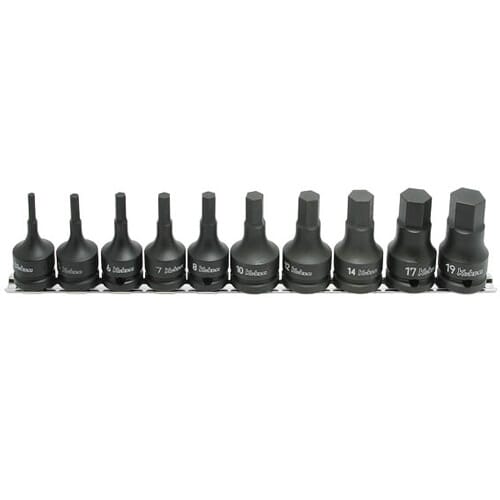 Koken RS14012M/10-L60 Impact Inhex Socket Set On Rail 10pc 1/2"Dr 4-19mm