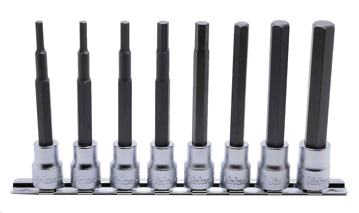 Koken RS3010M-100 Inhex Bit Socket Set On Rail 8pc 3/8"Dr 3-12mm