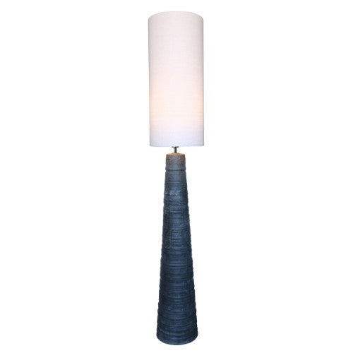 Black Ceramic Floor Lamp with Natural Linen Shade (30cm X 30cm X 1.77m)