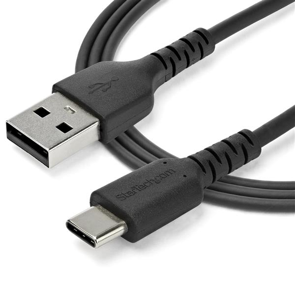2m USB A to USB C Charging Cable - Durable Aramid 60W Black