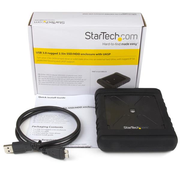 Rugged Hard Drive Enclosure - USB 3.0 to 2.5in SATA 6Gbps HDD or SSD - UASP