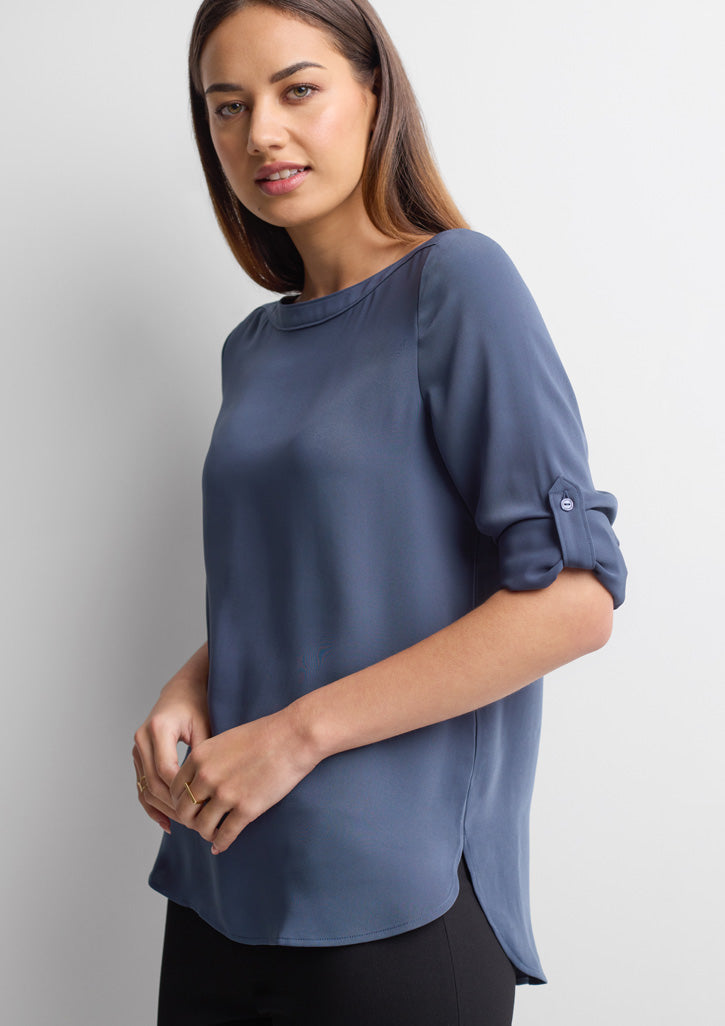 Madison Womens Boatneck Top - Storm Blue