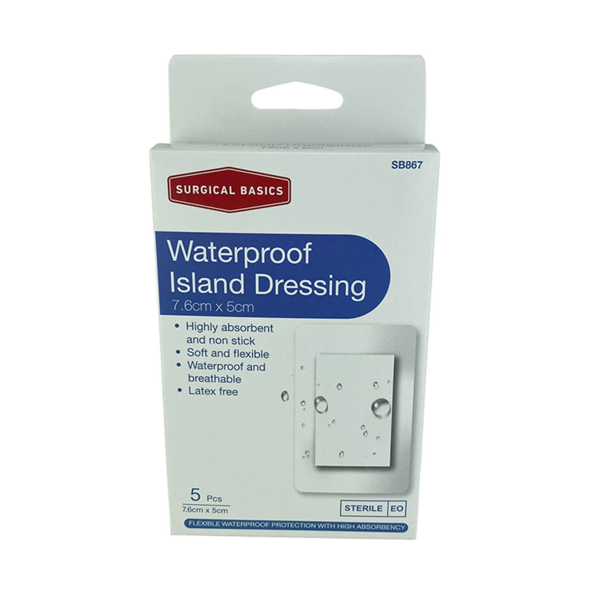 Surgical Basics Waterproof Dressings 7.6 x 5cm 5pc
