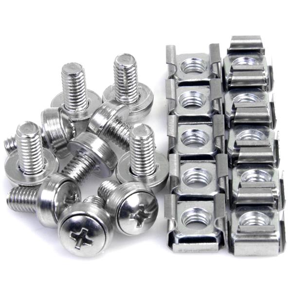 50 pack of M6 mounting screws and cage nuts for secure server rack installation, includes installation tool and TAA compliance.
