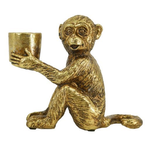 Playful monkey bowl holder in polyresin, perfect for snacks or decor; enhances dining with whimsical charm.