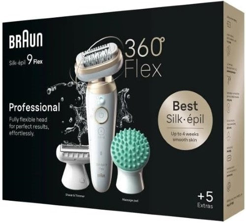 Epilator- Braun Silk-épil 9 Flex 9-071 3D Tinted Gold + 5 Extras