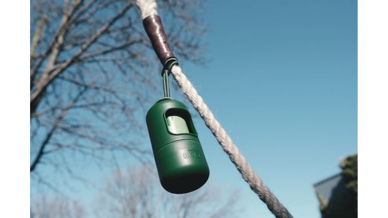 Eco-friendly Beco recycled poop bag dispenser with 15 large bags, easily attaches to dog leads for hassle-free walks.