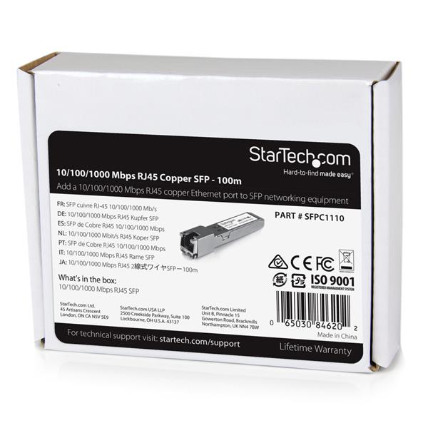 Cisco SFP-GE-T Compatible Copper SFP - 10/100/1000BASE-TX - Lifetime Warranty