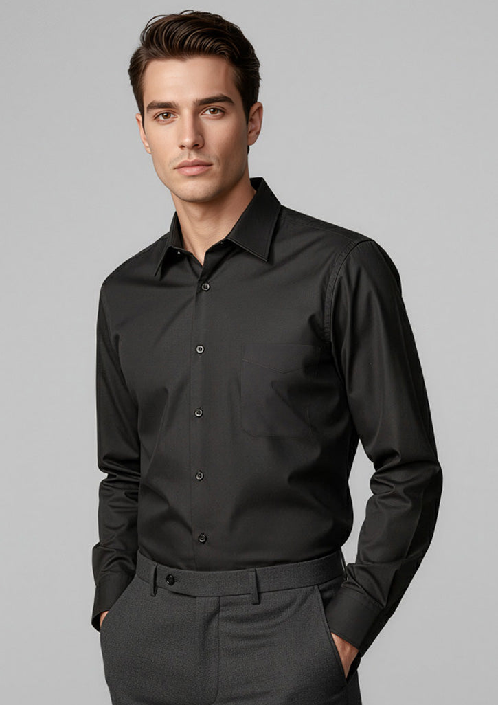 Metro Mens Long Sleeve Shirt - Black
