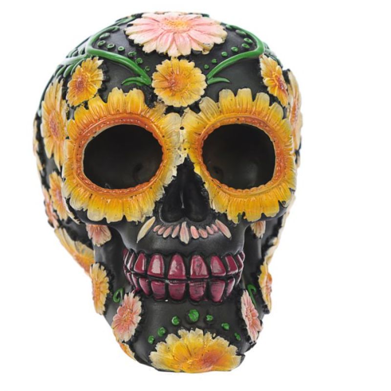Ornament - Day of the Dead Skull Head with Daisy Floral Motif (15cm)
