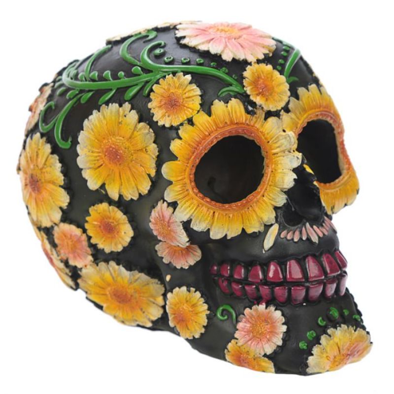 Ornament - Day of the Dead Skull Head with Daisy Floral Motif (15cm)
