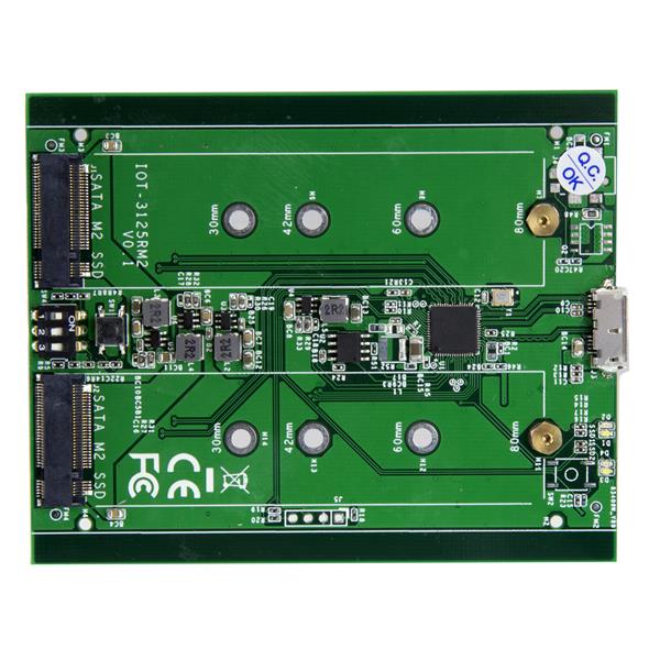 Dual-Slot Drive Enclosure for M.2 NGFF SATA SSDs - USB 3.1 (10Gbps) - RAID