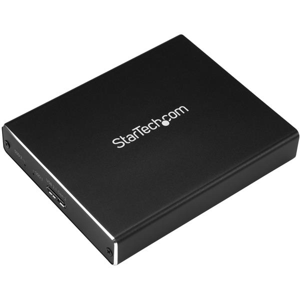 Dual-Slot Drive Enclosure for M.2 NGFF SATA SSDs - USB 3.1 (10Gbps) - RAID
