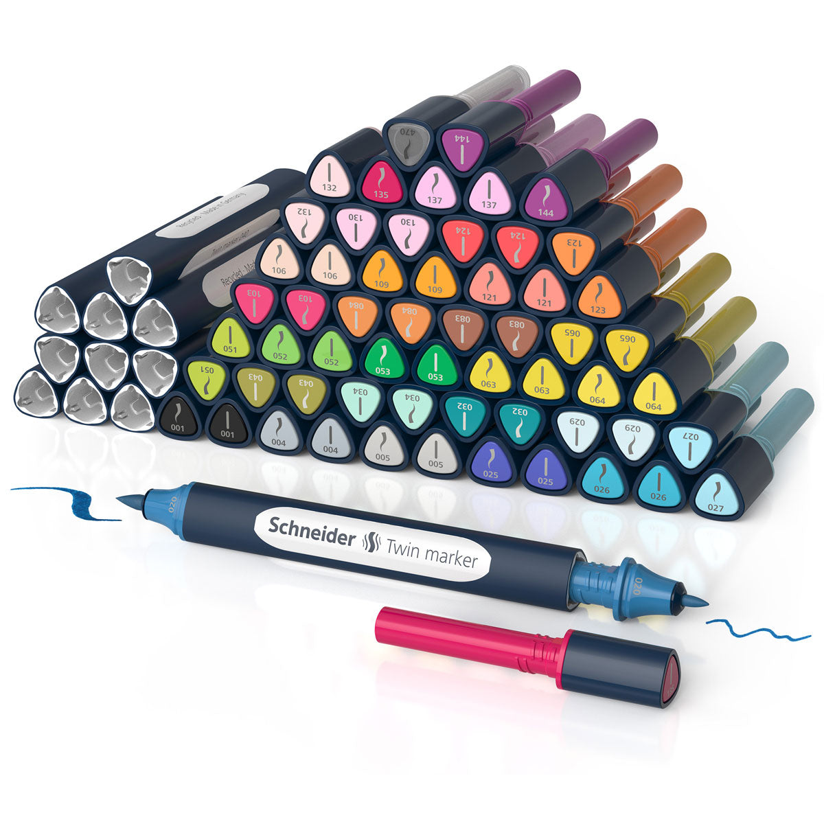 Schneider Twinmarker Paint-It 040 set features 72 pieces, including refill cartridges and pens for vibrant, sustainable creativity.