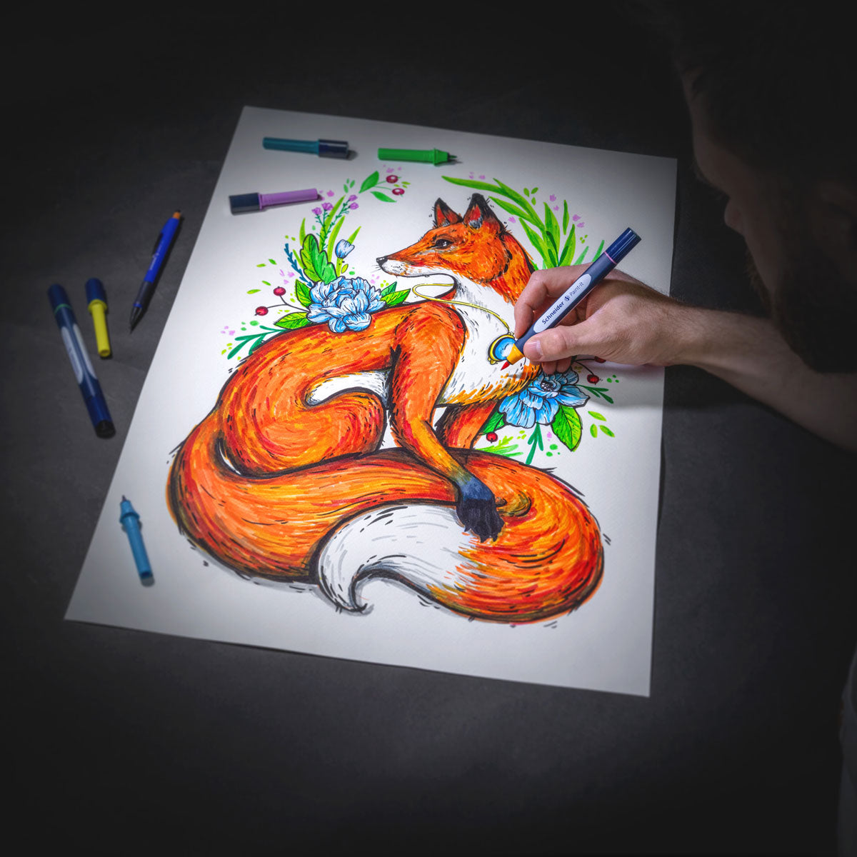 Schneider Twinmarker Paint-It 040 set with 72 pieces, featuring vibrant colors and eco-friendly, refillable markers for creative projects.